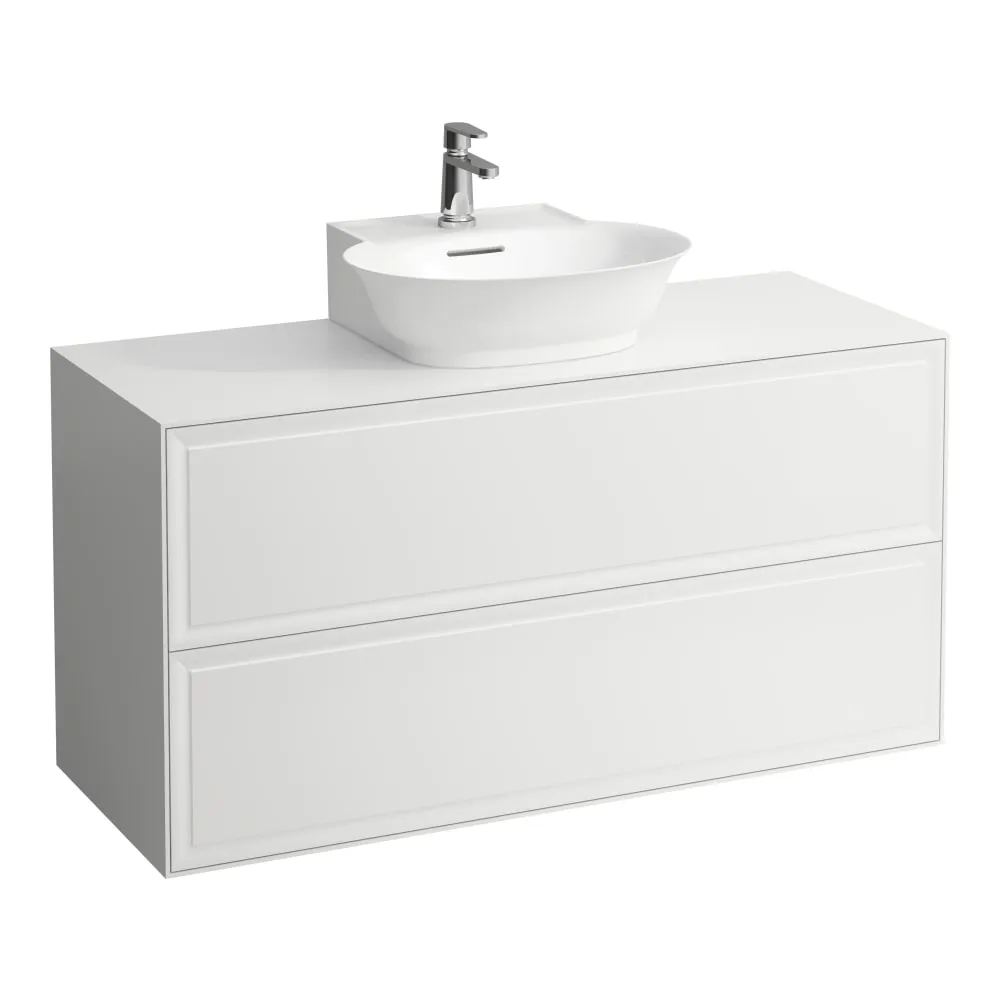 LAUFEN THE NEW CLASSIC Skříňka pod umyvadlo 1200, se 2 zásuvkami, s výřezem uprostřed, pro umyvadla H816852 1175 x 455 x 600 mm #H4060240856311 - 631 - Bílá lesk