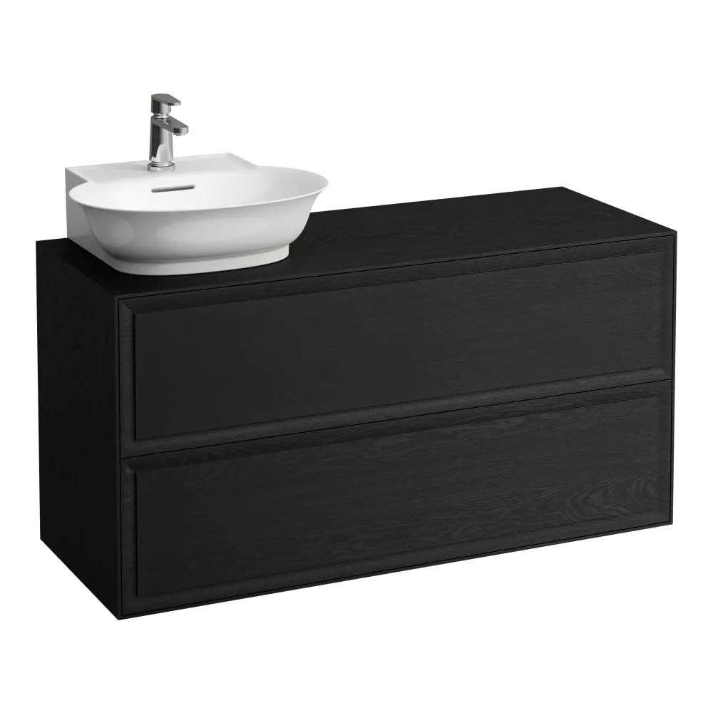LAUFEN THE NEW CLASSIC Skříňka pod umyvadlo, se 2 zásuvkami, s výřezem vlevo, pro umyvadla H816852 1175 x 455 x 600 mm #H4060870856281 - 628 - Černěný dub
