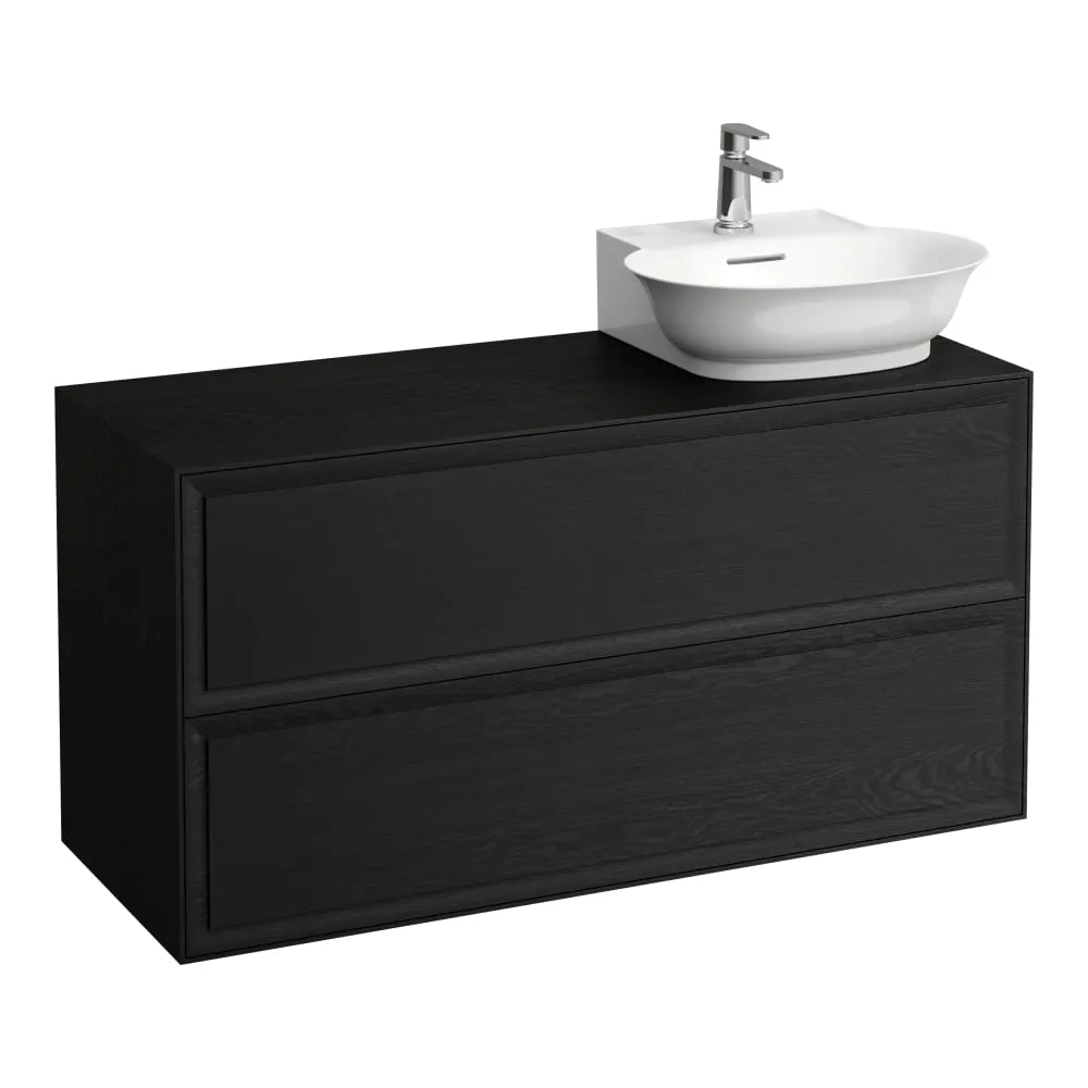 LAUFEN THE NEW CLASSIC Skříňka pod umyvadlo, se 2 zásuvkami, s výřezem vpravo, pro umyvadla H816852 1175 x 455 x 600 mm #H4060880856281 - 628 - Černěný dub