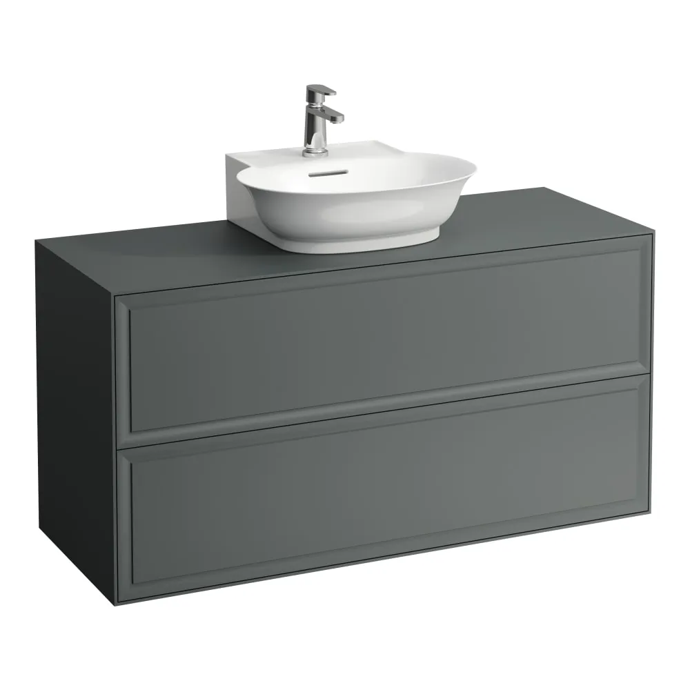 LAUFEN THE NEW CLASSIC Skříňka pod umyvadlo 1200, se 2 zásuvkami, s výřezem uprostřed, pro umyvadla H816852 1175 x 455 x 600 mm #H4060240856271 - 627 - Šedá traffic