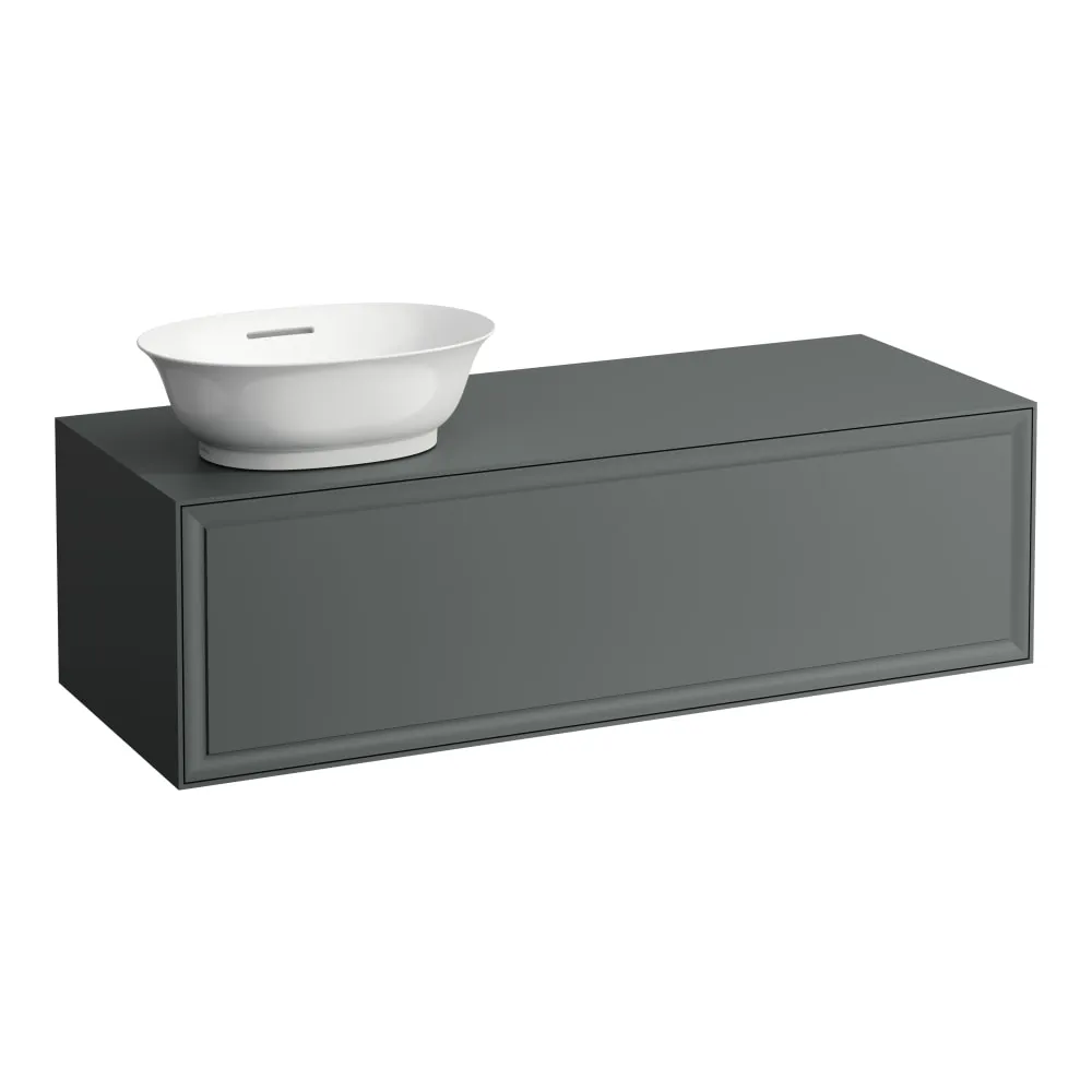 LAUFEN THE NEW CLASSIC Skříňka pod umyvadlo, s 1 zásuvkou, s výřezem vlevo, pro umyvadlové mísy H812852, H812853 1175 x 455 x 345 mm #H4060810856271 - 627 - Šedá traffic