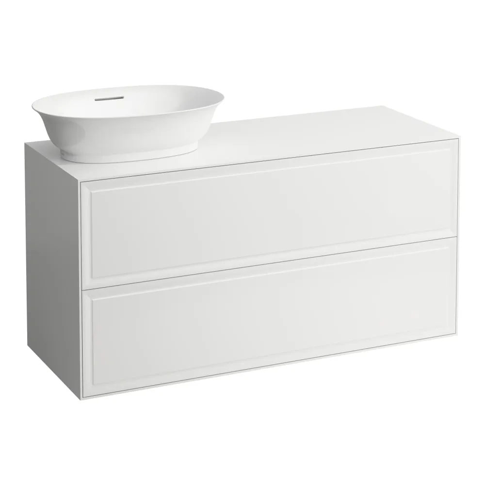 LAUFEN THE NEW CLASSIC Skříňka pod umyvadlo, se 2 zásuvkami, s výřezem vlevo, pro umyvadlové mísy H812852, H812853 1175 x 455 x 600 mm #H4060830856311 - 631 - Bílá lesk