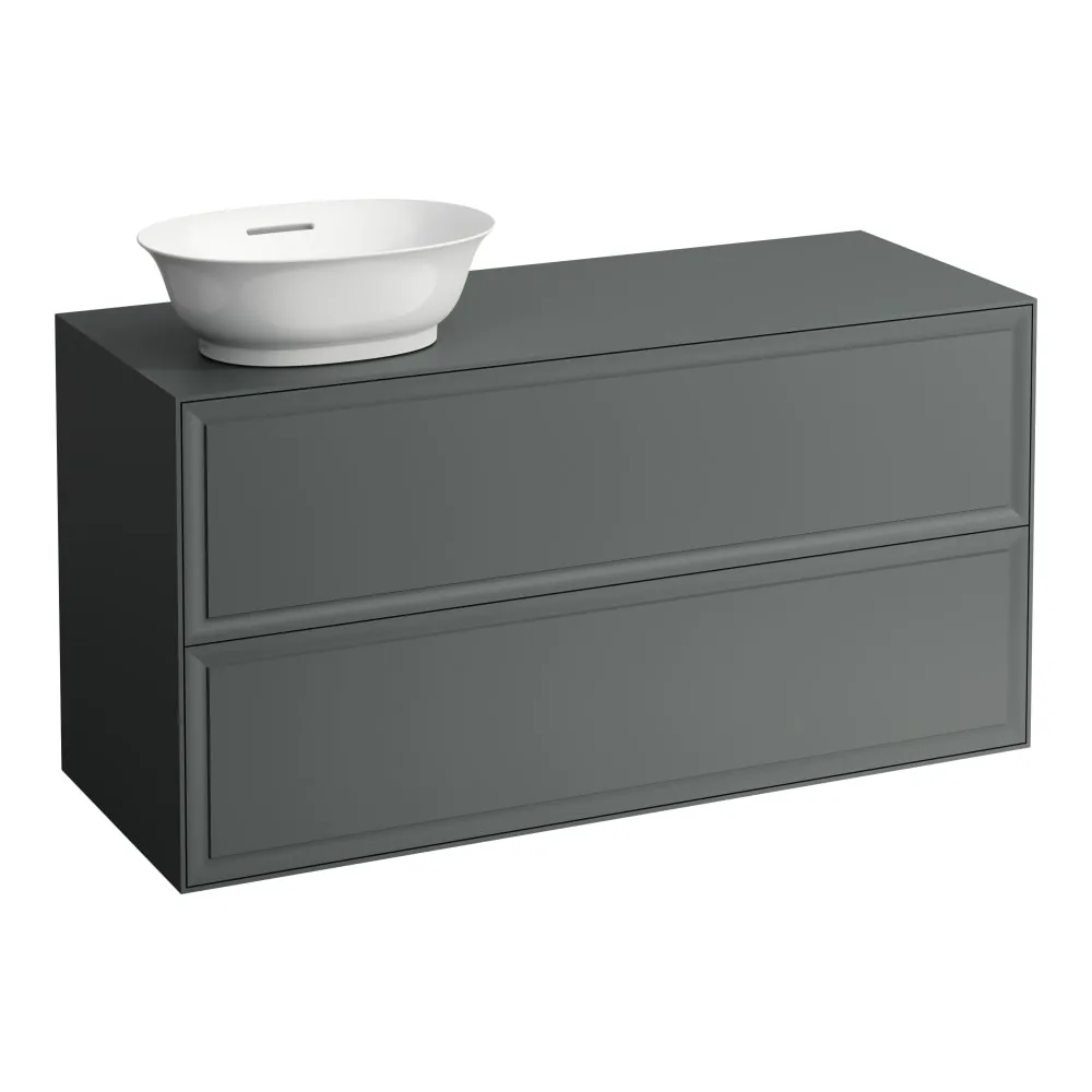 LAUFEN THE NEW CLASSIC Skříňka pod umyvadlo, se 2 zásuvkami, s výřezem vlevo, pro umyvadlové mísy H812852, H812853 1175 x 455 x 600 mm #H4060830856271 - 627 - Šedá traffic