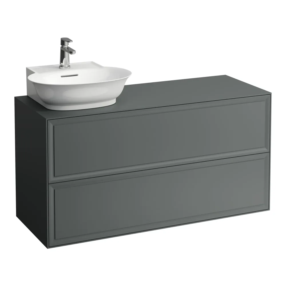 LAUFEN THE NEW CLASSIC Skříňka pod umyvadlo, se 2 zásuvkami, s výřezem vlevo, pro umyvadla H816852 1175 x 455 x 600 mm #H4060870856271 - 627 - Šedá traffic