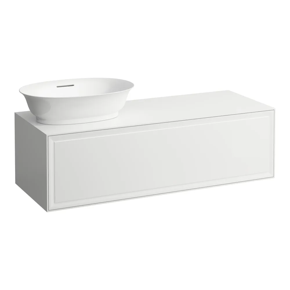 LAUFEN THE NEW CLASSIC Skříňka pod umyvadlo, s 1 zásuvkou, s výřezem vlevo, pro umyvadlové mísy H812852, H812853 1175 x 455 x 345 mm #H4060810856311 - 631 - Bílá lesk