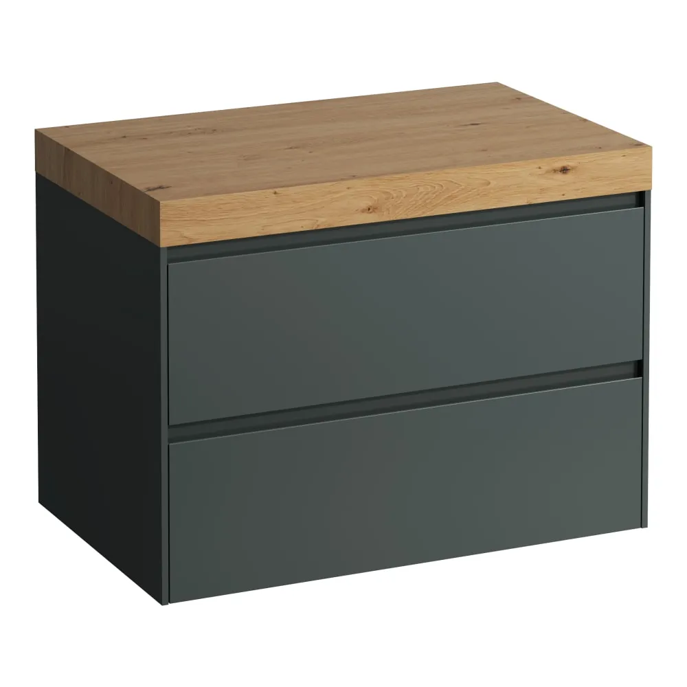 LAUFEN LANI Modulární sestava 800, umyvadlová deska 65 mm (.267 divoký dub), bez výřezu, se 2 zásuvkami 785 x 495 x 580 mm #H4065501122661 - 266 - Šedá traffic