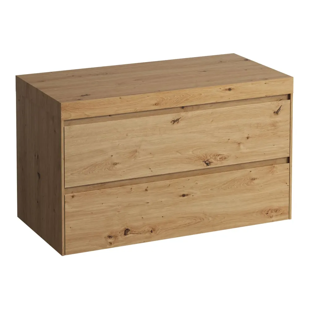 LAUFEN LANI Modulární sestava 1000, umyvadlová deska 65 mm (.267 divoký dub), bez výřezu, se 2 zásuvkami 985 x 495 x 580 mm #H4065601122671 - 267 - Divoký dub