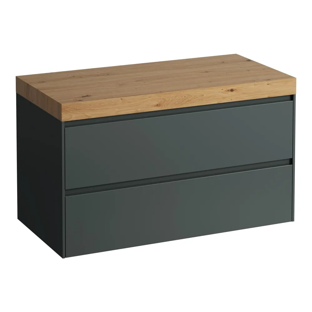 LAUFEN LANI Modulární sestava 1000, umyvadlová deska 65 mm (.267 divoký dub), bez výřezu, se 2 zásuvkami 985 x 495 x 580 mm #H4065601122661 - 266 - Šedá traffic