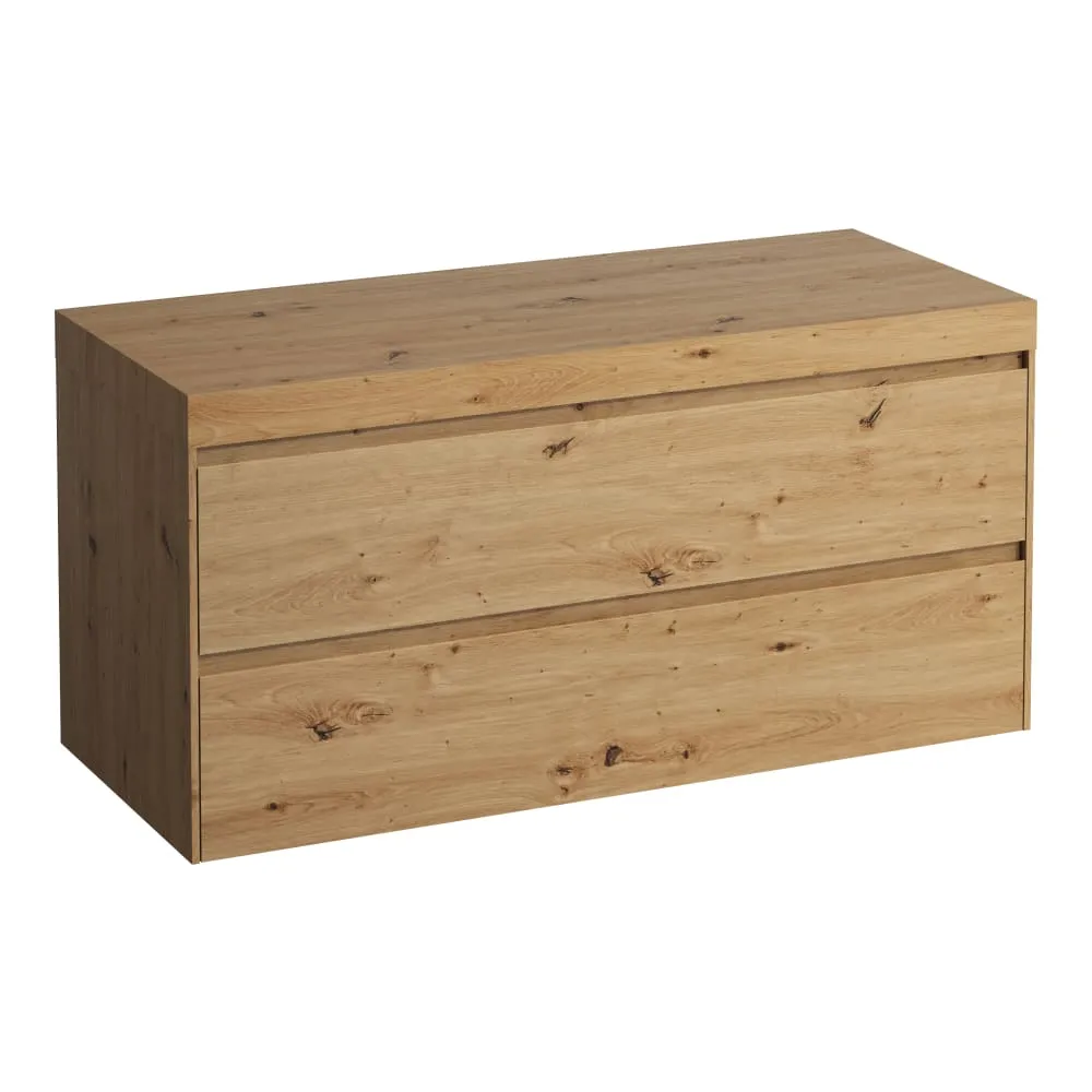 LAUFEN LANI Modulární sestava 1200, umyvadlová deska 65 mm (.267 divoký dub), bez výřezu, se 2 zásuvkami 1185 x 495 x 580 mm #H4065701122671 - 267 - Divoký dub