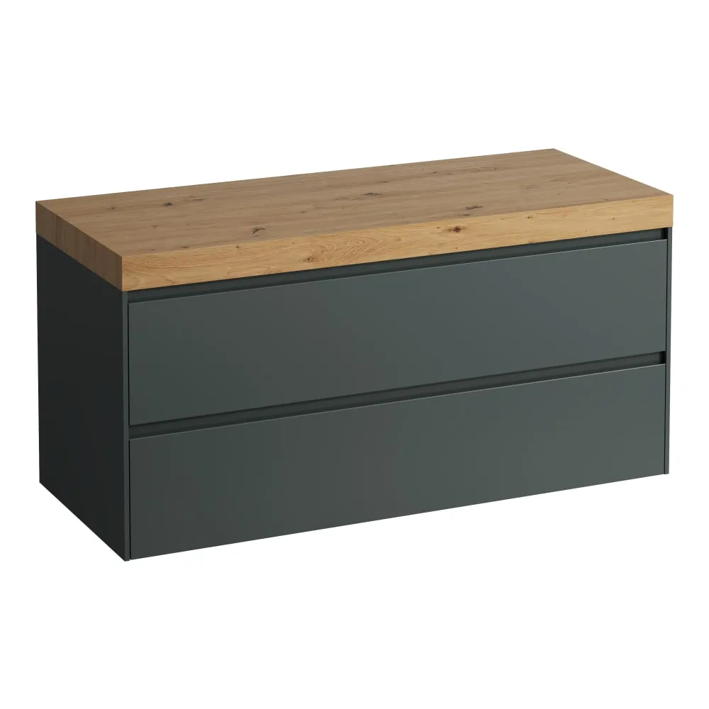 LAUFEN LANI Modulární sestava 1200, umyvadlová deska 65 mm (.267 divoký dub), bez výřezu, se 2 zásuvkami 1185 x 495 x 580 mm #H4065701122661 - 266 - Šedá traffic