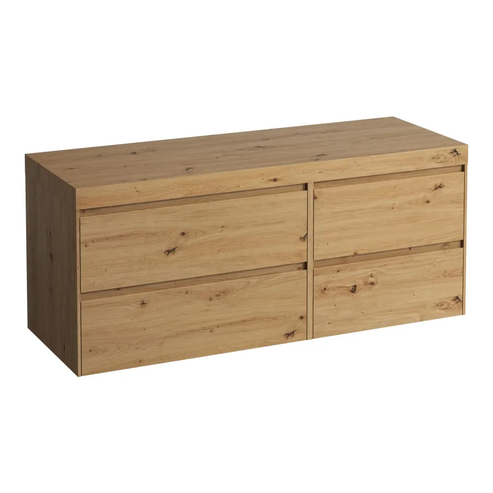 LAUFEN LANI Modulární sestava 1400, umyvadlová deska 65 mm (.267 divoký dub), bez výřezu, se 4 zásuvkami: zásuvkový element 800 + zásuvkový element 600 1370 x 495 x 580 mm #H4065801122671 - 267 - Divoký dub