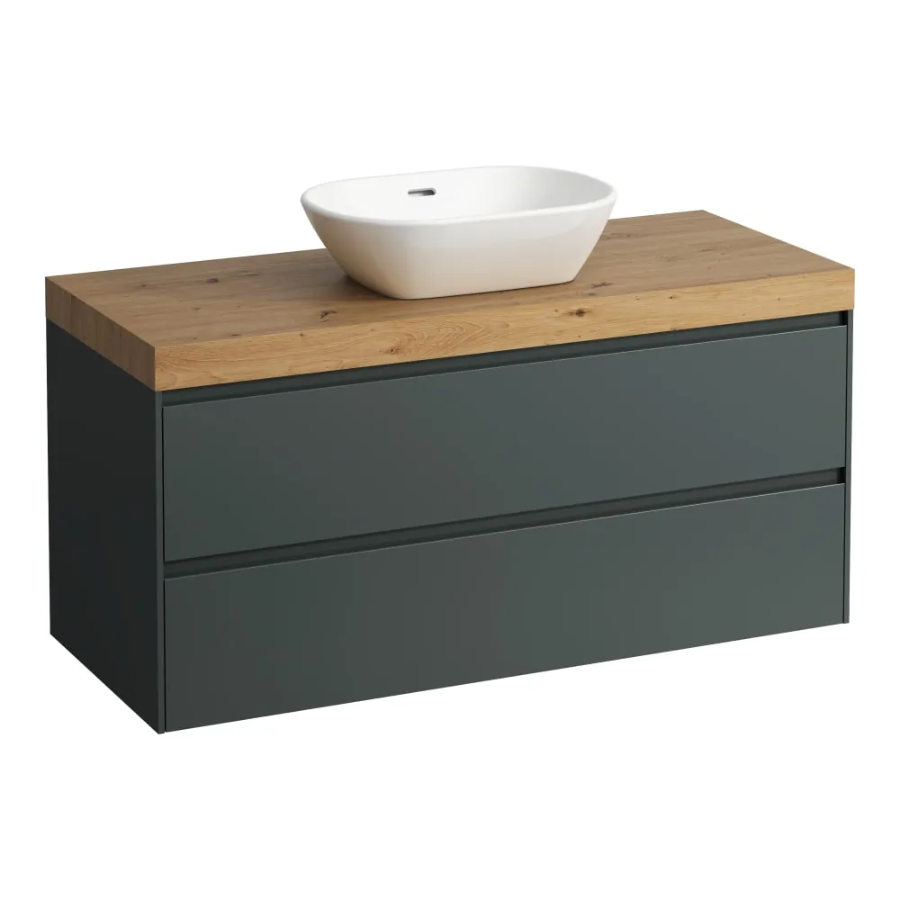 LAUFEN LANI Modular 1200, deska umyvadla 65 mm (0,267 divoký dub), výřez uprostřed, 2 zásuvky 1185 x 495 x 580 mm #H4065711122661 - 266 – dopravní šedá