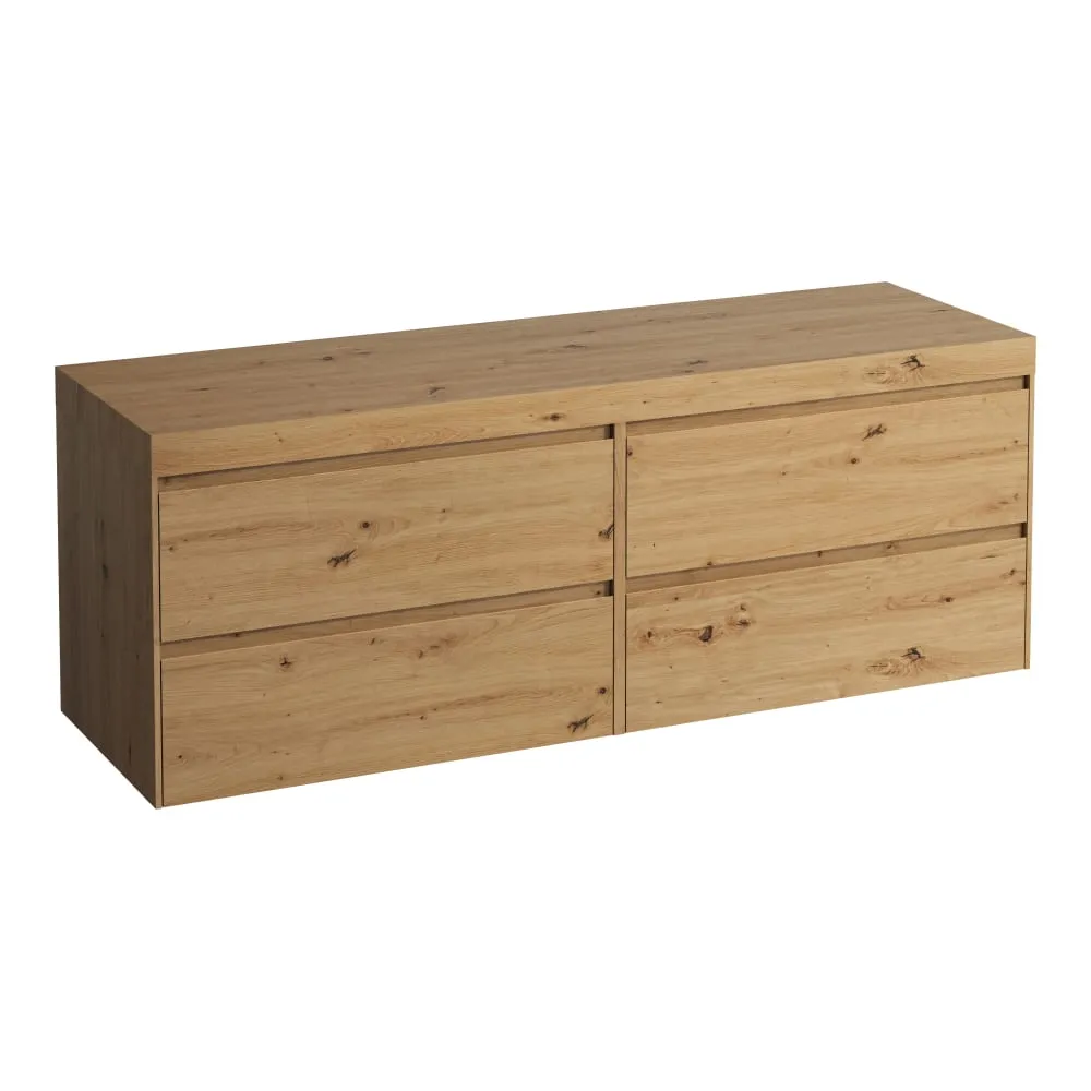 LAUFEN LANI Modulární sestava 1600, umyvadlová deska 65 mm (.267 divoký dub), bez výřezu, se 4 zásuvkami: zásuvkový element 800 + zásuvkový element 800 1570 x 495 x 580 mm #H4065901122671 - 267 - Divoký dub