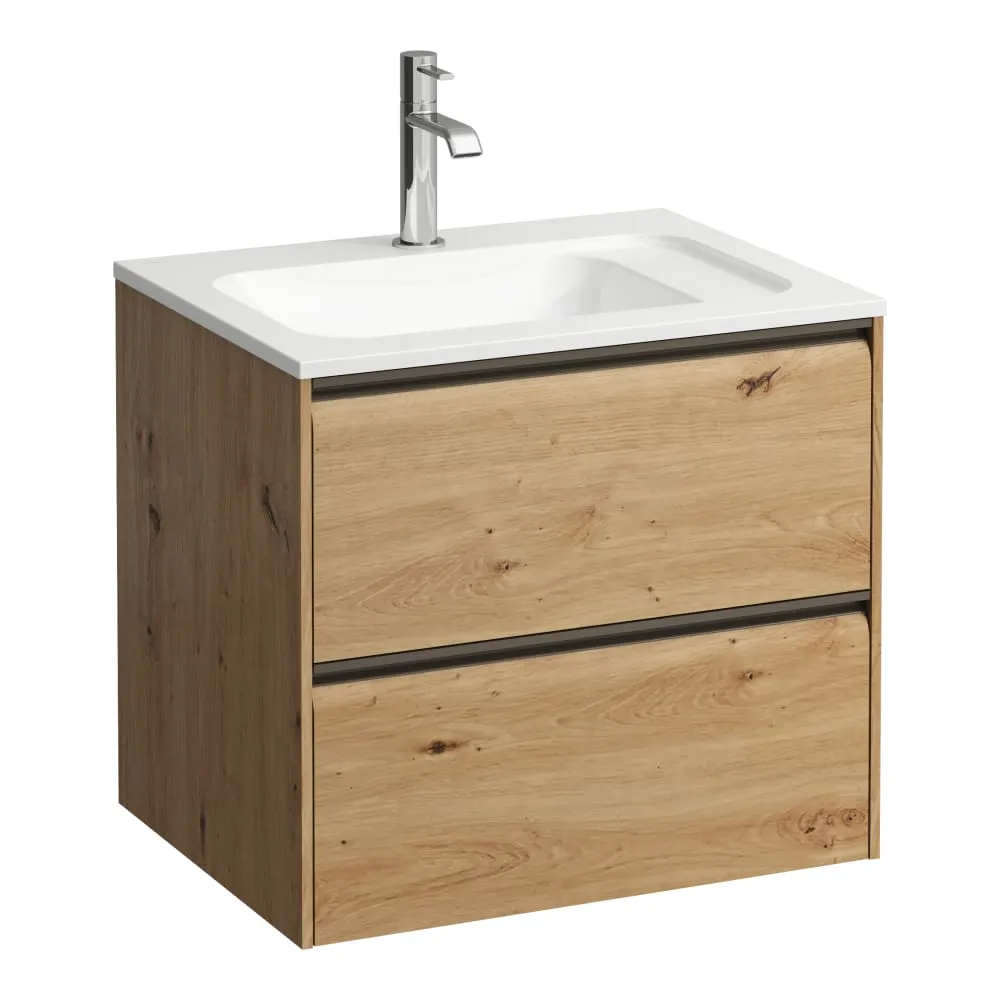 LAUFEN MEDA Skříňka pod umyvadlo, 2 zásuvky, pro umyvadlo H814113 z materiálu Marbond 570 x 440 x 505 mm #H4216720112671 - 267 - Divoký dub