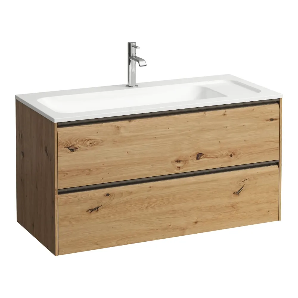 LAUFEN MEDA Skříňka pod umyvadlo, 2 zásuvky, pro umyvadlo H814118 z materiálu Marbond 970 x 440 x 505 mm #H4216920112671 - 267 - Divoký dub