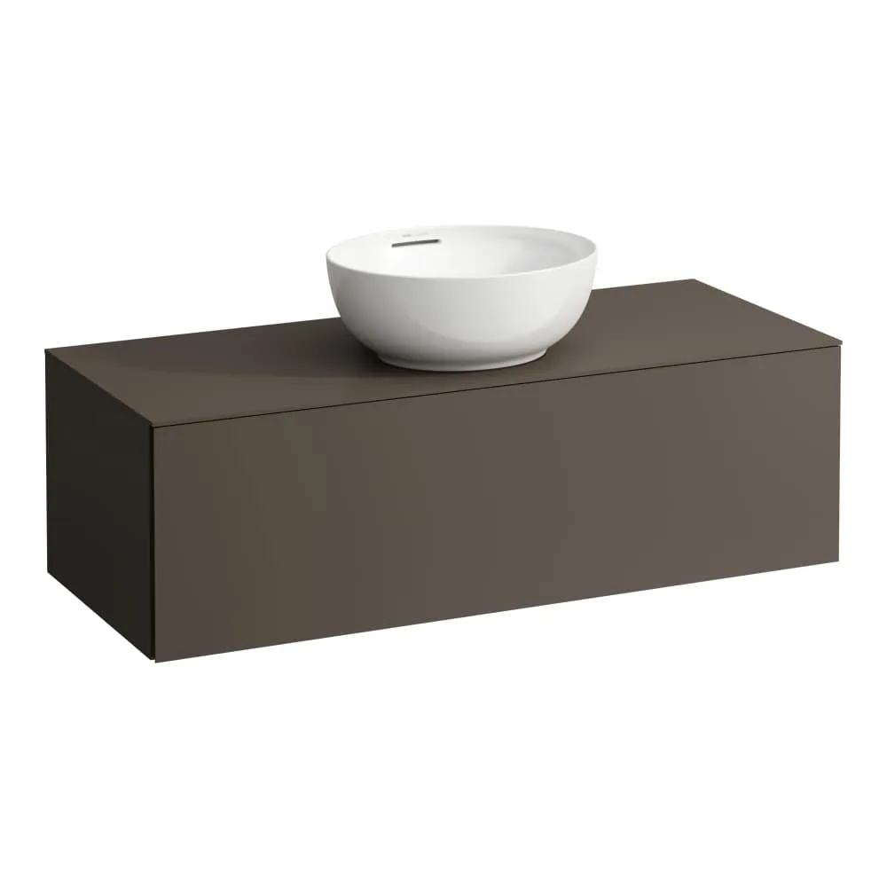 LAUFEN ILBAGNOALESSI Zásuvkový element 1200, s jednou zásuvkou, s výřezem uprostřed, pro umyvadlo H818975/6, H818977/8 1200 x 500 x 370 mm #H4303110974291 - 429 - Tmavě hnědá