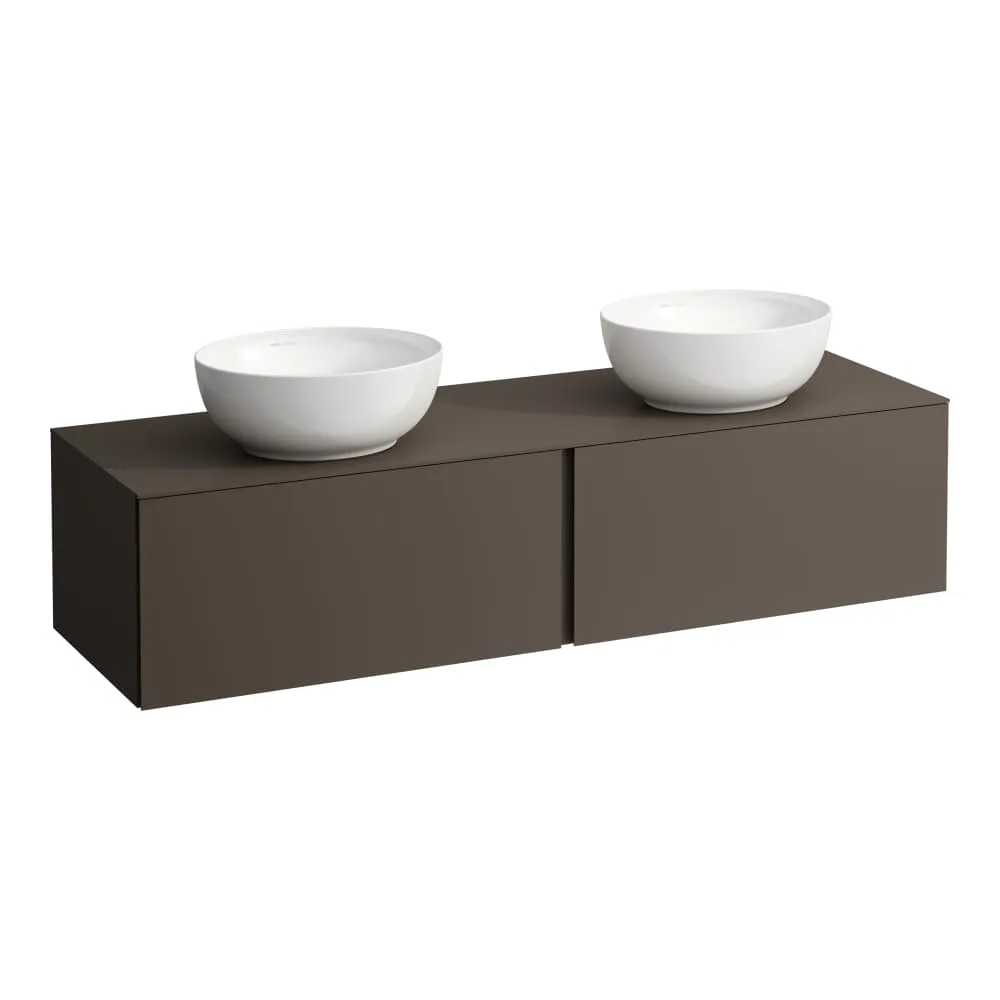 LAUFEN ILBAGNOALESSI Zásuvkový element 1600, se 2 zásuvkami, s výřezy vlevo a vpravo, pro umyvadlo H818975/6, H818977/8 1600 x 500 x 370 mm #H4303540974291 - 429 - Tmavě hnědá