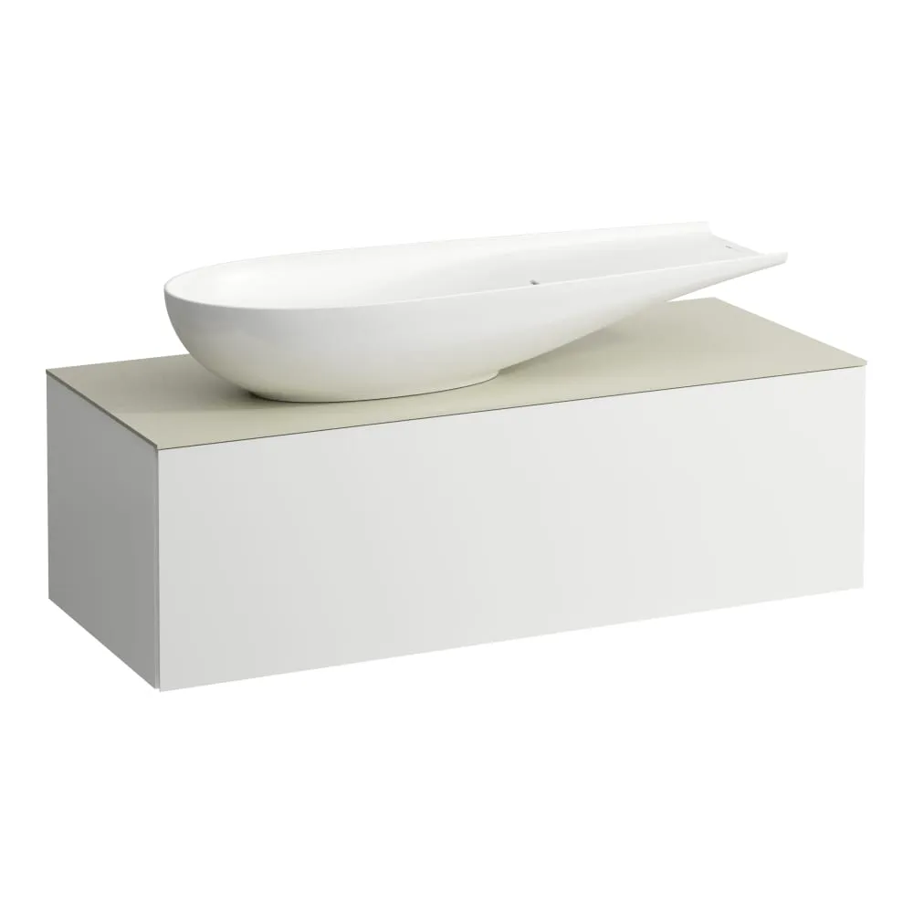 LAUFEN ILBAGNOALESSI Zásuvkový element 1200, s jednou zásuvkou, s výřezem vlevo, s vrchní deskou Calce Avorio, pro umyvadlo H818974 1200 x 500 x 370 mm #H4313220972601 - 260 - Bílá mat