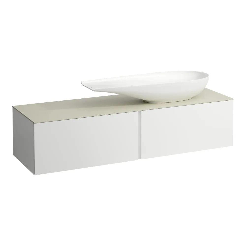 LAUFEN ILBAGNOALESSI Zásuvkový element 1600, se 2 zásuvkami, s výřezem vpravo, s vrchní deskou Calce Avorio, pro umyvadlo H818974 1600 x 500 x 370 mm #H4313430972601 - 260 - Bílá mat