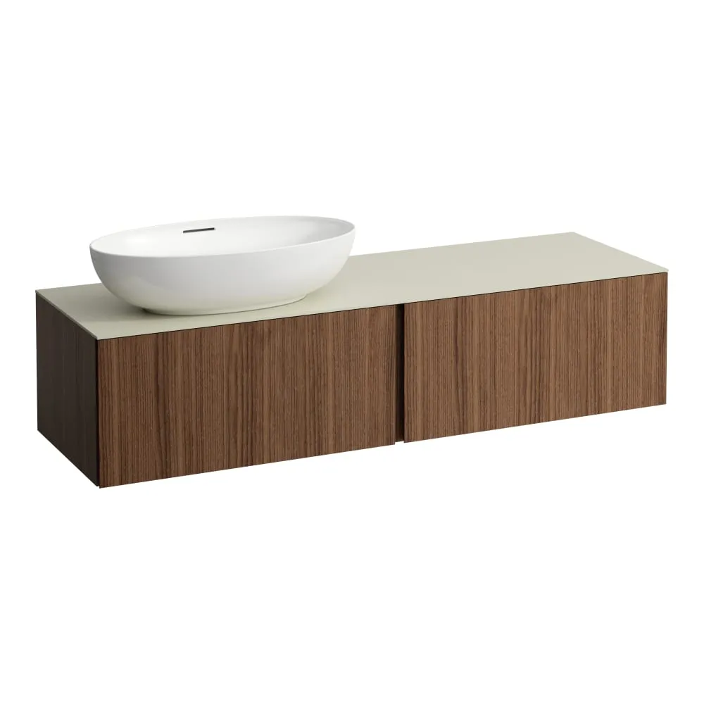 LAUFEN ILBAGNOALESSI Zásuvkový element 1600, se 2 zásuvkami, s výřezem vlevo, s vrchní deskou Calce Avorio, pro umyvadlo H818975/6, H818977/8 1600 x 500 x 370 mm #H4313520976301 - 630 - Noce canaletto - Dřevěná dýha