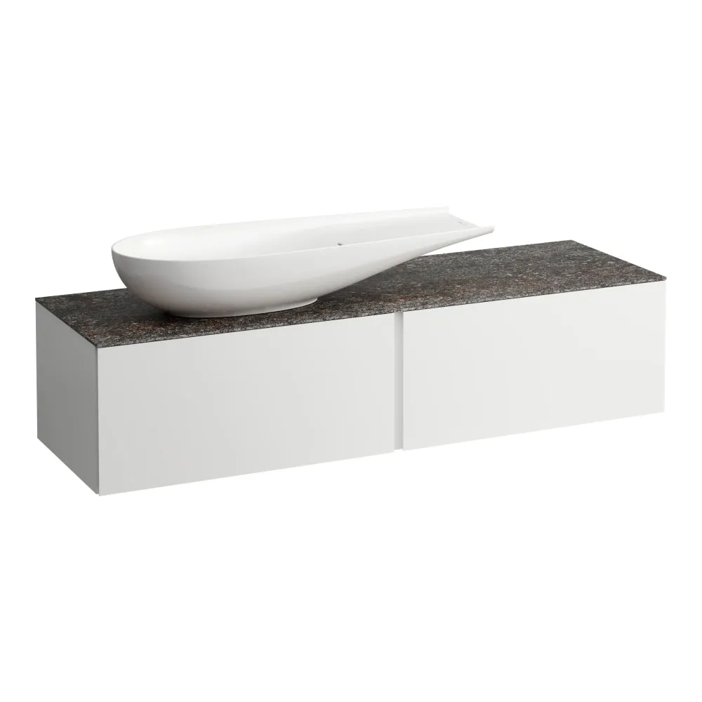 LAUFEN ILBAGNOALESSI Zásuvkový element 1600, se 2 zásuvkami, s výřezem vlevo, s vrchní deskou Marrone Naturale, pro umyvadlo H818974 1600 x 500 x 370 mm #H4323420972601 - 260 - Bílá mat