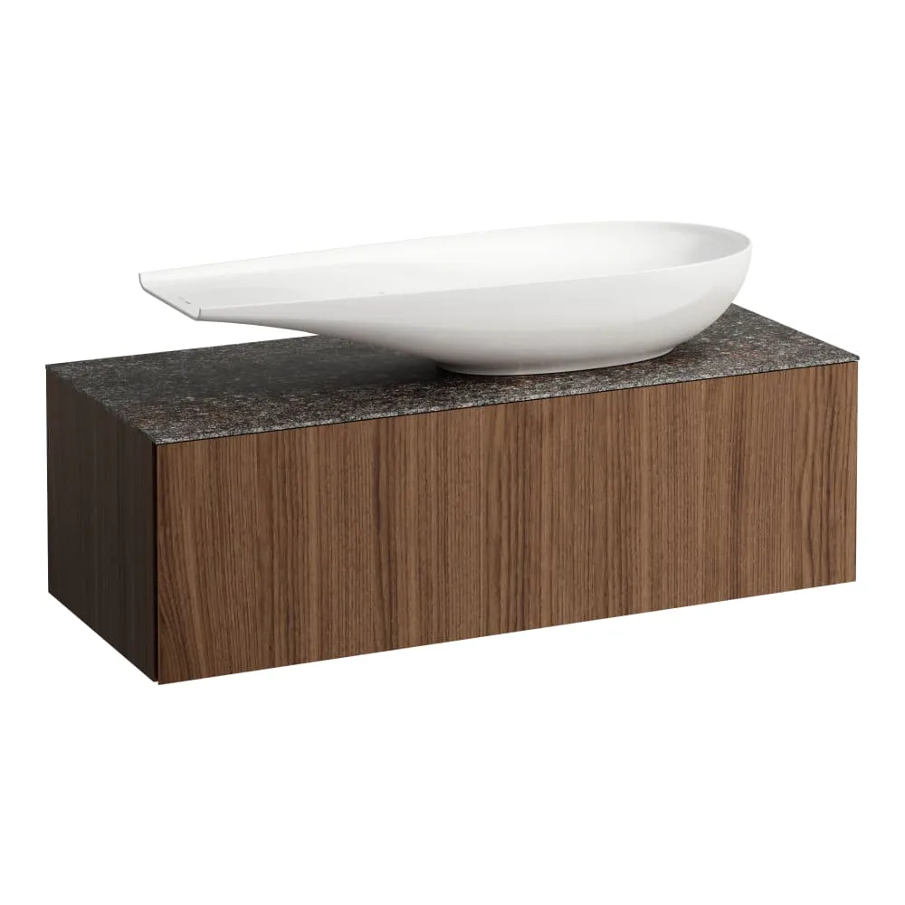 LAUFEN ILBAGNOALESSI Zásuvkový element 1200, s jednou zásuvkou, s výřezem vpravo, s vrchní deskou Marrone Naturale, pro umyvadlo H818974 1200 x 500 x 370 mm #H4323230976301 - 630 - Noce canaletto - Dřevěná dýha