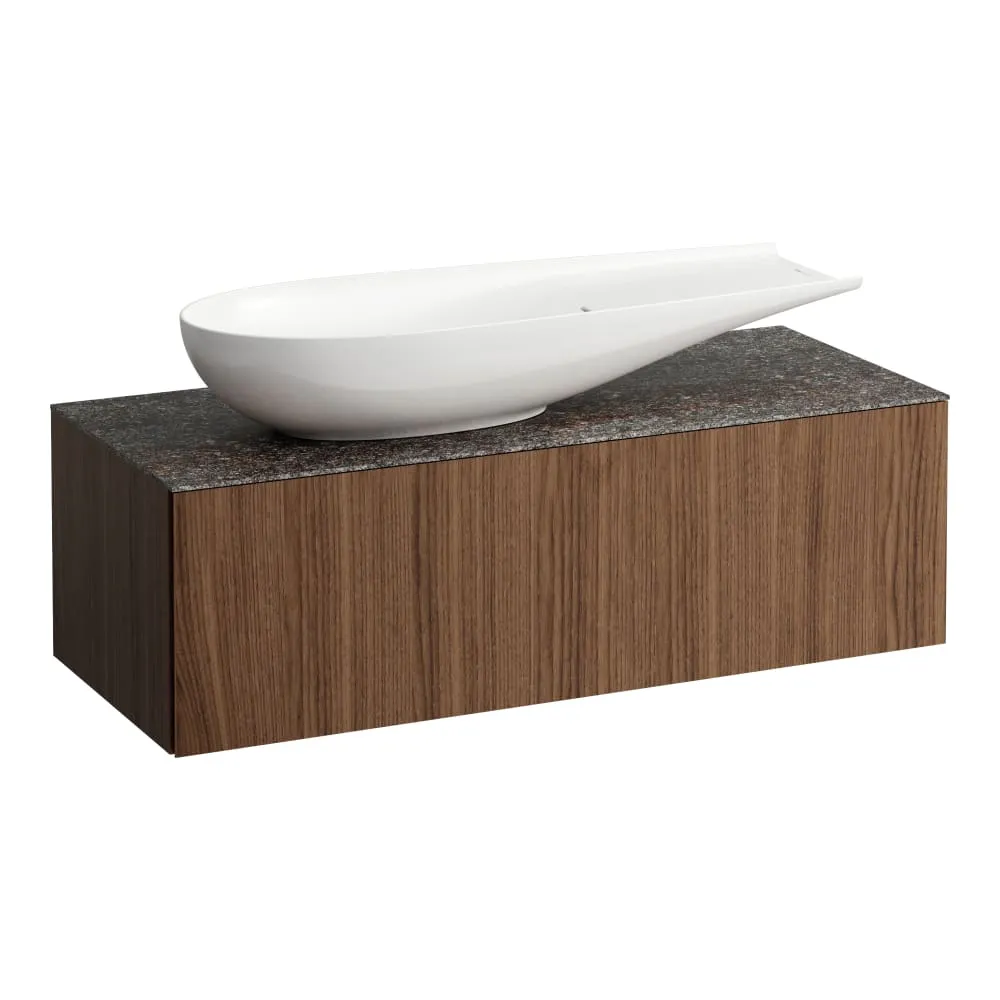 LAUFEN ILBAGNOALESSI Zásuvkový element 1200, s jednou zásuvkou, s výřezem vlevo, s vrchní deskou Marrone Naturale, pro umyvadlo H818974 1200 x 500 x 370 mm #H4323220976301 - 630 - Noce canaletto - Dřevěná dýha