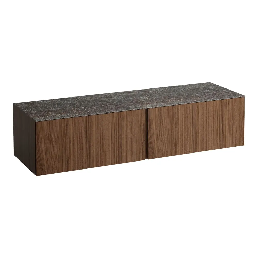 LAUFEN ILBAGNOALESSI Zásuvkový element 1600, se 2 zásuvkami, bez výřezu, s vrchní deskou Marrone Naturale 1600 x 500 x 370 mm #H4323300976301 - 630 - Noce canaletto - Dřevěná dýha