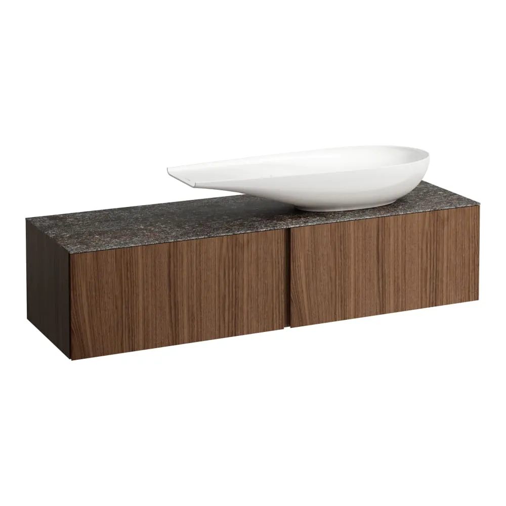 LAUFEN ILBAGNOALESSI Zásuvkový element 1600, se 2 zásuvkami, s výřezem vpravo, s vrchní deskou Marrone Naturale vč. otvoru pro baterii, pro umyvadlo H818974 1600 x 500 x 370 mm #H4323450976301 - 630 - Noce canaletto - Dřevěná dýha