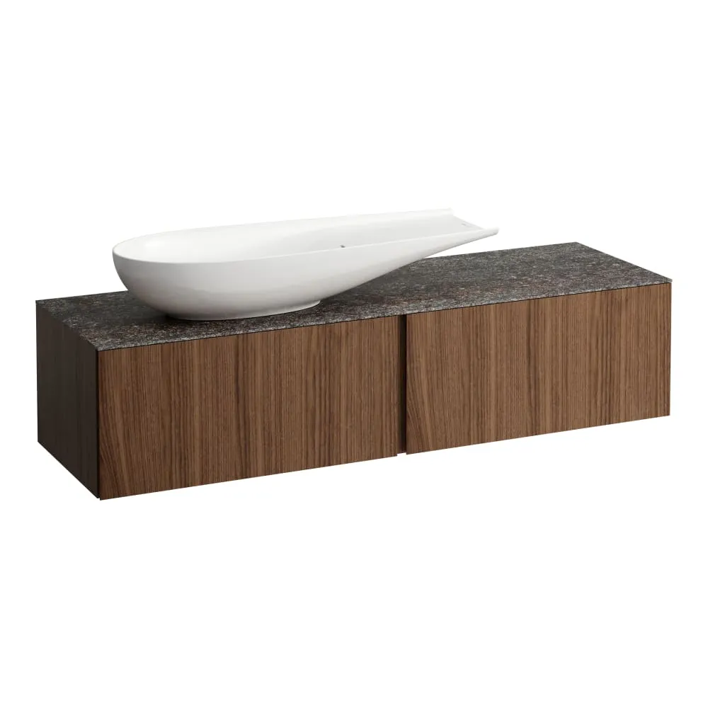 LAUFEN ILBAGNOALESSI Zásuvkový element 1600, se 2 zásuvkami, s výřezem vlevo, s vrchní deskou Marrone Naturale, pro umyvadlo H818974 1600 x 500 x 370 mm #H4323420976301 - 630 - Noce canaletto - Dřevěná dýha