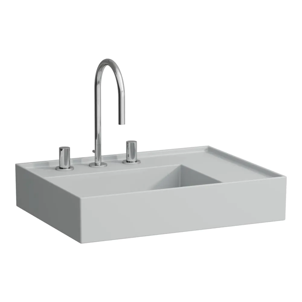 LAUFEN Kartell LAUFEN Umyvadlo, polička vpravo, se speciálním skrytým vývodem 600 x 460 x 120 mm #H8103347591581 - 759 - Šedá mat