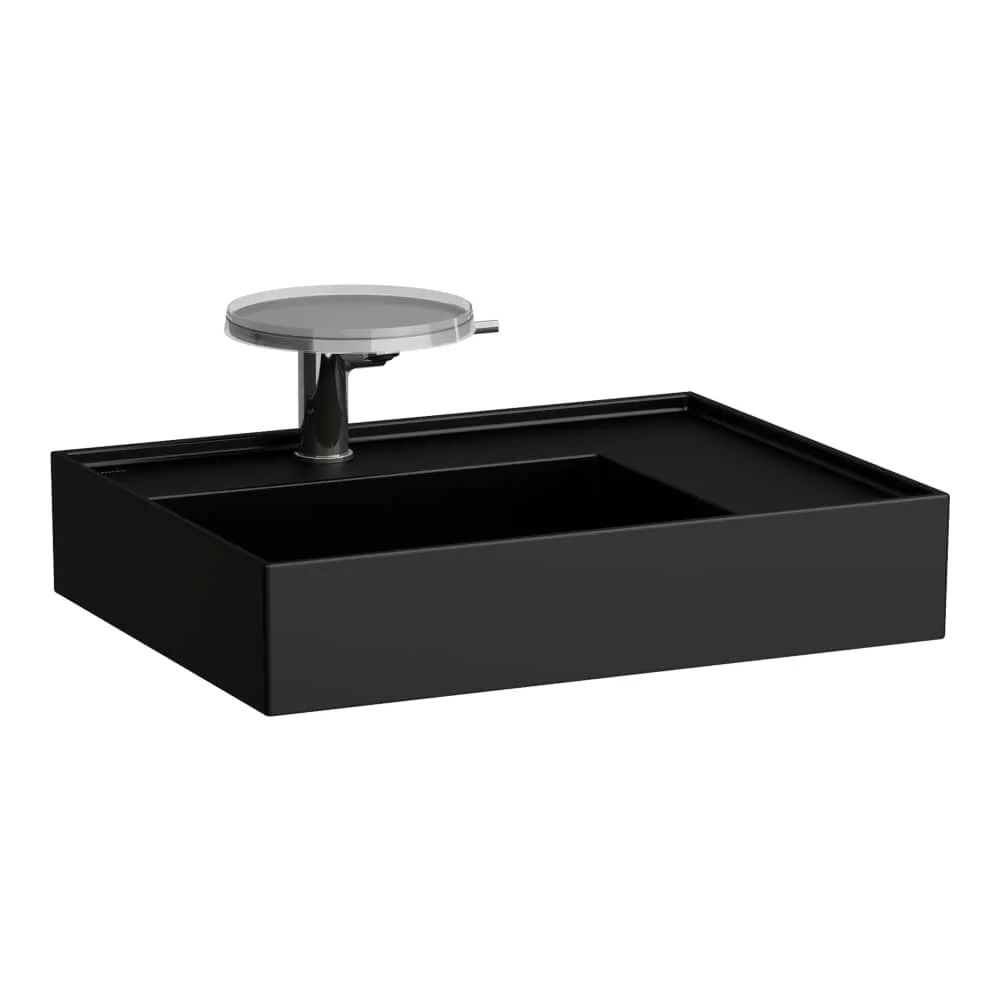 LAUFEN Kartell LAUFEN Umyvadlo se skrytým odpadem, odkládací plocha vpravo, broušená spodní část 600 x 460 x 150 mm #H8183347168151 - 716 - Černá mat