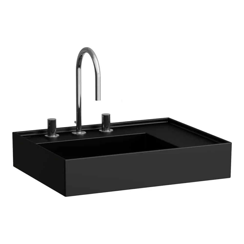 LAUFEN Kartell LAUFEN Umyvadlo, polička vpravo, se speciálním skrytým vývodem 600 x 460 x 120 mm #H8103347161581 - 716 - Černá mat