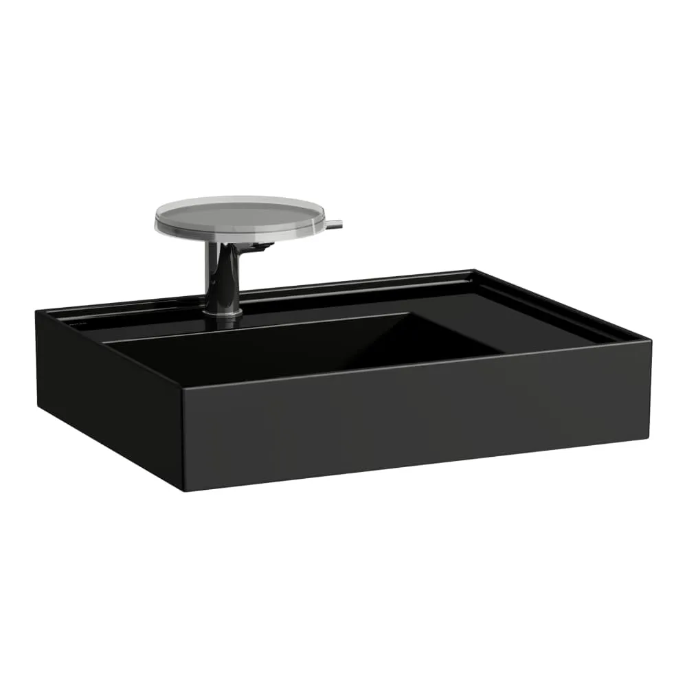 LAUFEN Kartell LAUFEN Umyvadlo se skrytým odpadem, odkládací plocha vpravo, broušená spodní část 600 x 460 x 150 mm #H8183340208151 - 020 - Černá lesklá