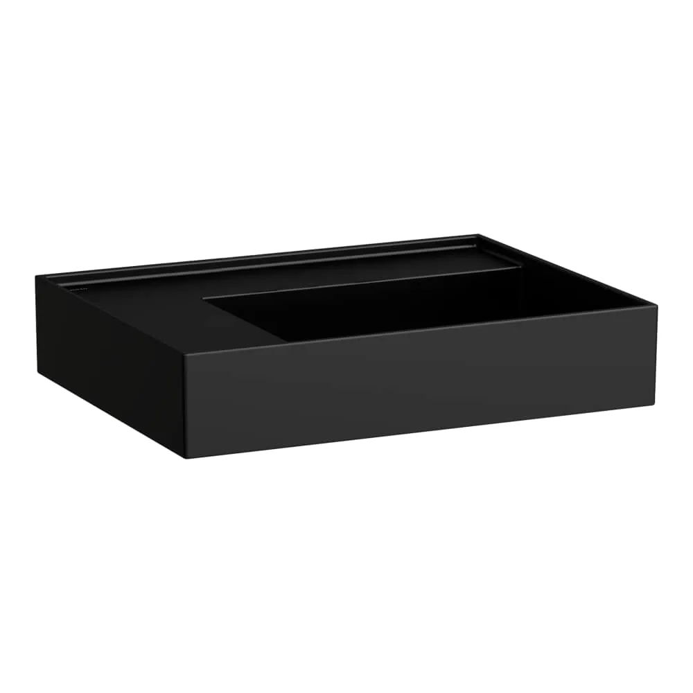 LAUFEN Kartell LAUFEN Umyvadlo, polička vlevo, se speciálním skrytým vývodem 600 x 460 x 120 mm #H8103357161121 - 716 - Černá mat