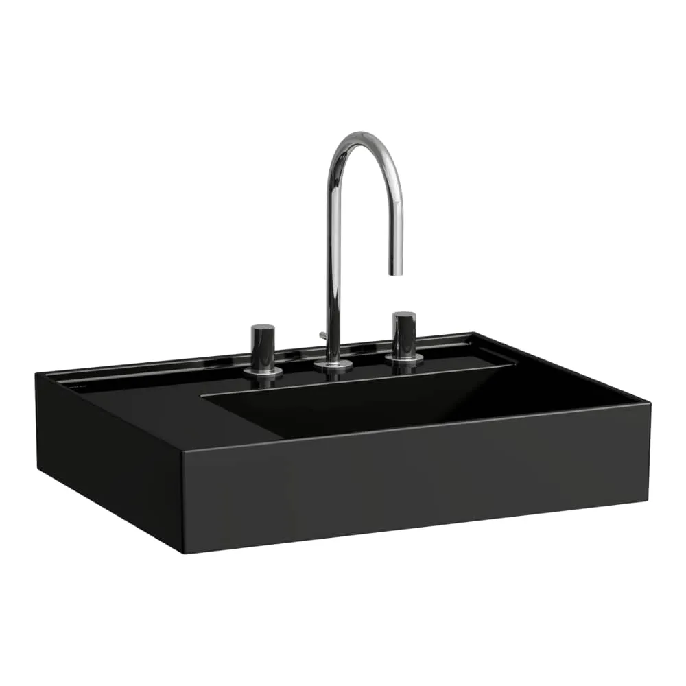 LAUFEN Kartell LAUFEN Umyvadlo, polička vlevo, se speciálním skrytým vývodem 600 x 460 x 120 mm #H8103350201581 - 020 - Černá lesklá