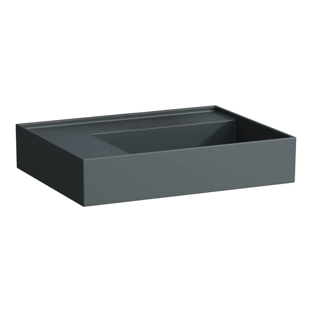LAUFEN Kartell LAUFEN Umyvadlo, polička vlevo, se speciálním skrytým vývodem 600 x 460 x 120 mm #H8103357581121 - 758 - Grafit mat