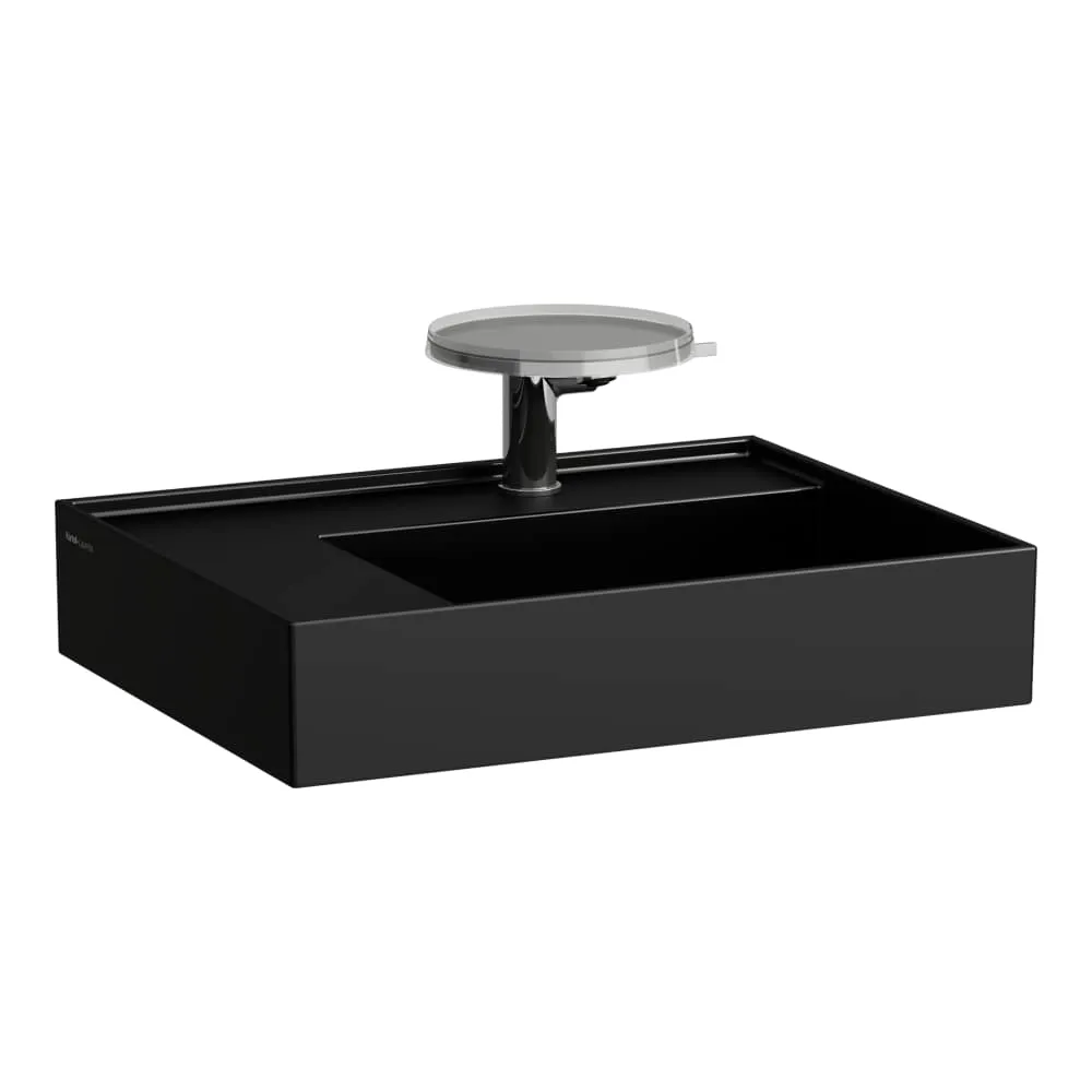 LAUFEN Kartell LAUFEN Umyvadlo, polička vlevo, se speciálním skrytým vývodem 600 x 460 x 120 mm #H8103357161111 - 716 - Černá mat