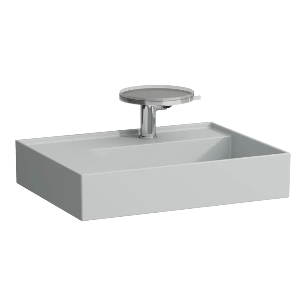 LAUFEN Kartell LAUFEN Umyvadlo, polička vlevo, se speciálním skrytým vývodem 600 x 460 x 120 mm #H8103357591111 - 759 - Šedá mat