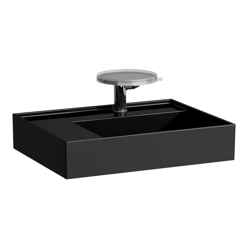 LAUFEN Kartell LAUFEN Umyvadlo se skrytým odpadem, odkládací plocha vlevo, broušená spodní část 600 x 460 x 120 mm #H8183350201581 - 020 - Černá lesklá