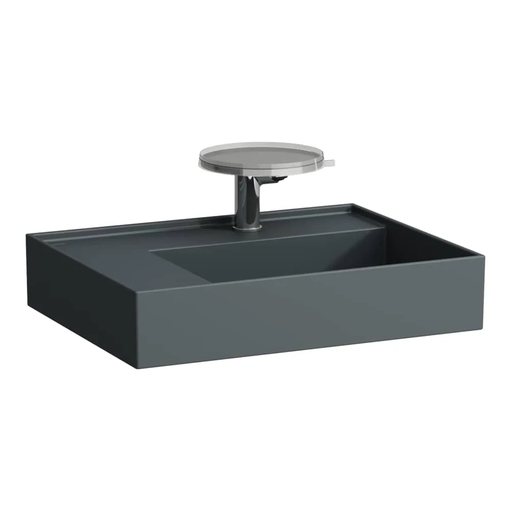 LAUFEN Kartell LAUFEN Umyvadlo, polička vlevo, se speciálním skrytým vývodem 600 x 460 x 120 mm #H8103357581111 - 758 - Grafit mat