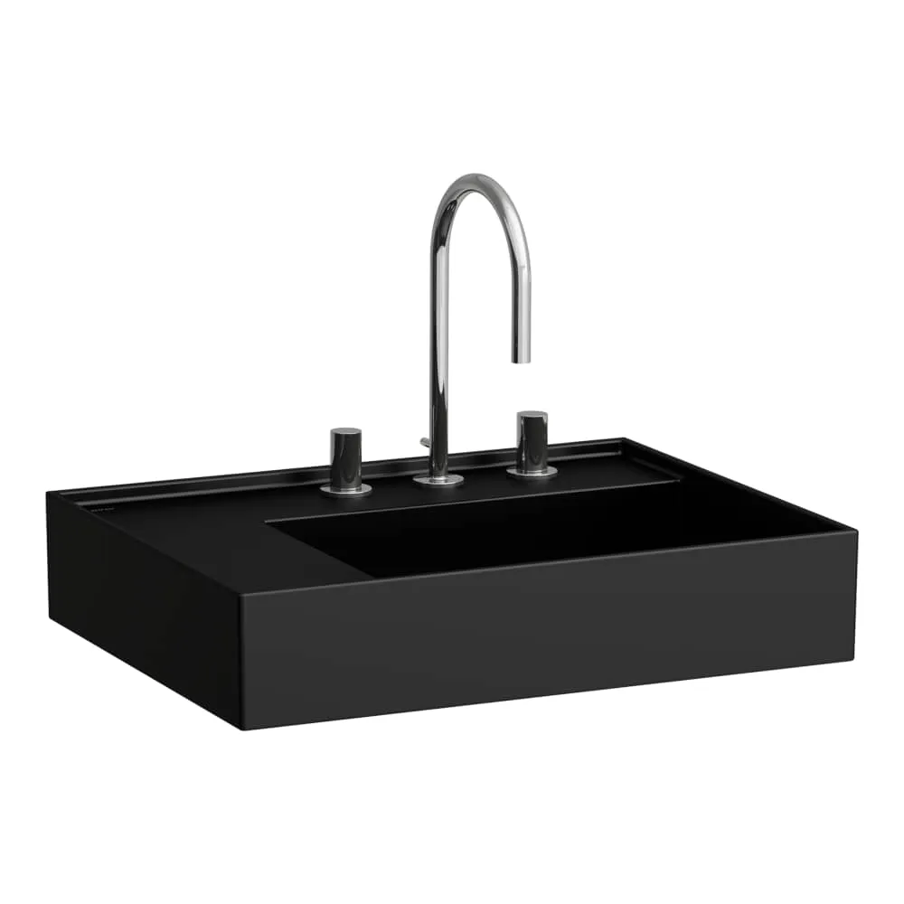LAUFEN Kartell LAUFEN Umyvadlo, polička vlevo, se speciálním skrytým vývodem 600 x 460 x 120 mm #H8103357161581 - 716 - Černá mat
