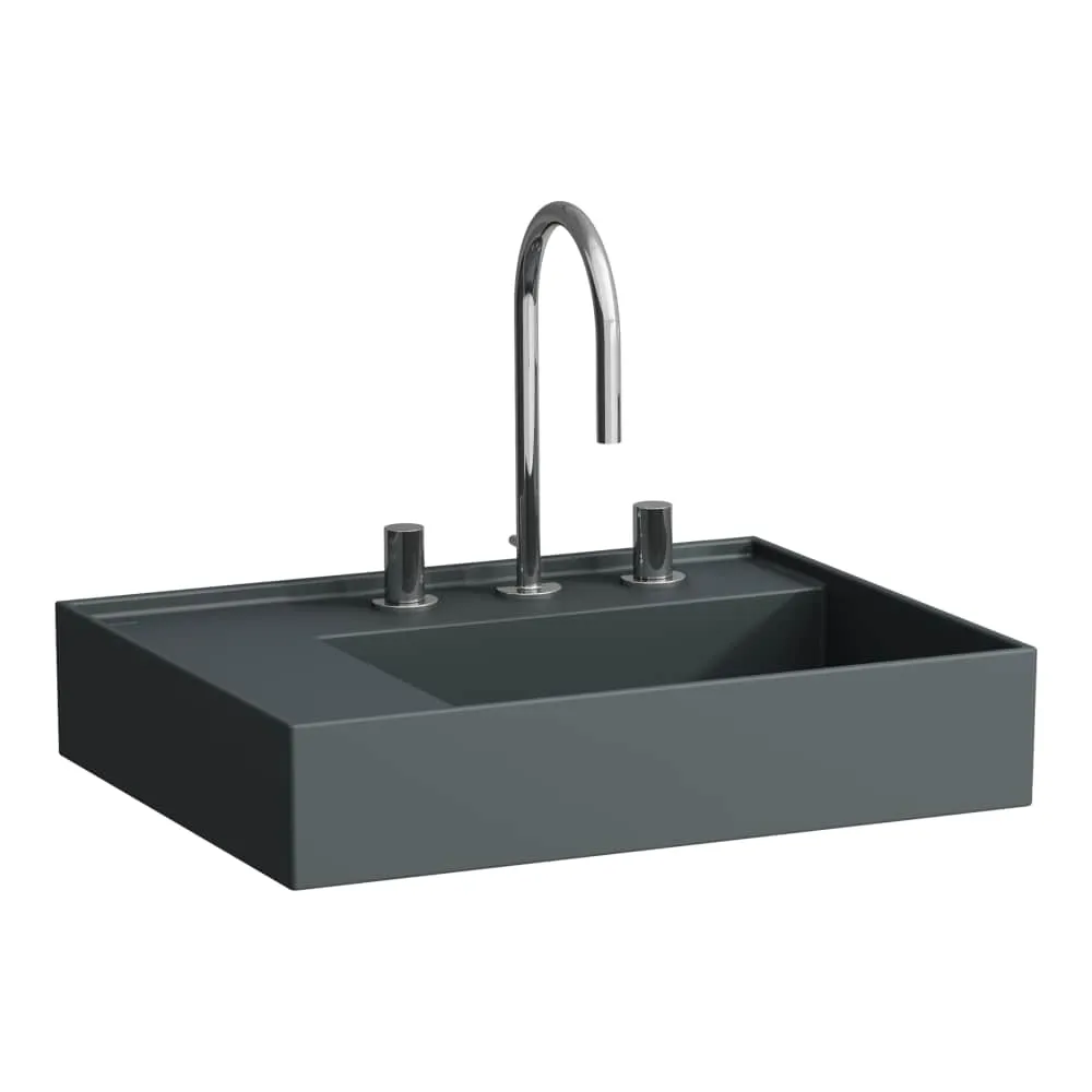 LAUFEN Kartell LAUFEN Umyvadlo, polička vlevo, se speciálním skrytým vývodem 600 x 460 x 120 mm #H8103357581581 - 758 - Grafit mat