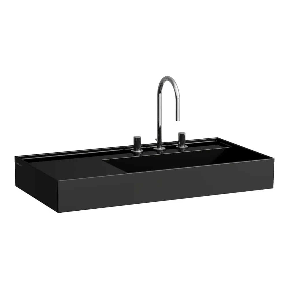 LAUFEN Kartell LAUFEN Umyvadlo, polička vlevo, se speciálním skrytým vývodem 900 x 460 x 120 mm #H8103390208151 - 020 - Černá lesklá
