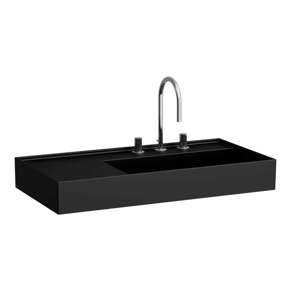 LAUFEN Kartell LAUFEN Umyvadlo, polička vlevo, se speciálním skrytým vývodem 900 x 460 x 120 mm #H8103397168151 - 716 - Černá mat