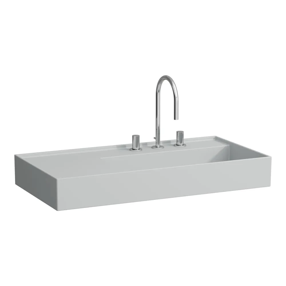 LAUFEN Kartell LAUFEN Umyvadlo, polička vlevo, se speciálním skrytým vývodem 900 x 460 x 120 mm #H8103397598151 - 759 - Šedá mat