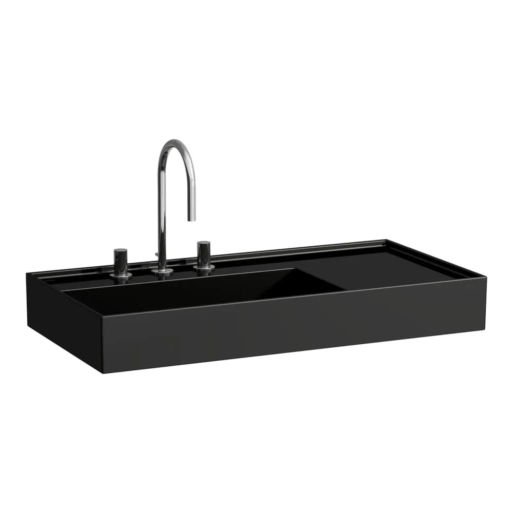 LAUFEN Kartell LAUFEN Umyvadlo se skrytým odpadem, odkládací plocha vpravo, broušená spodní část 900 x 460 x 120 mm #H8183380201581 - 020 - Černá lesklá