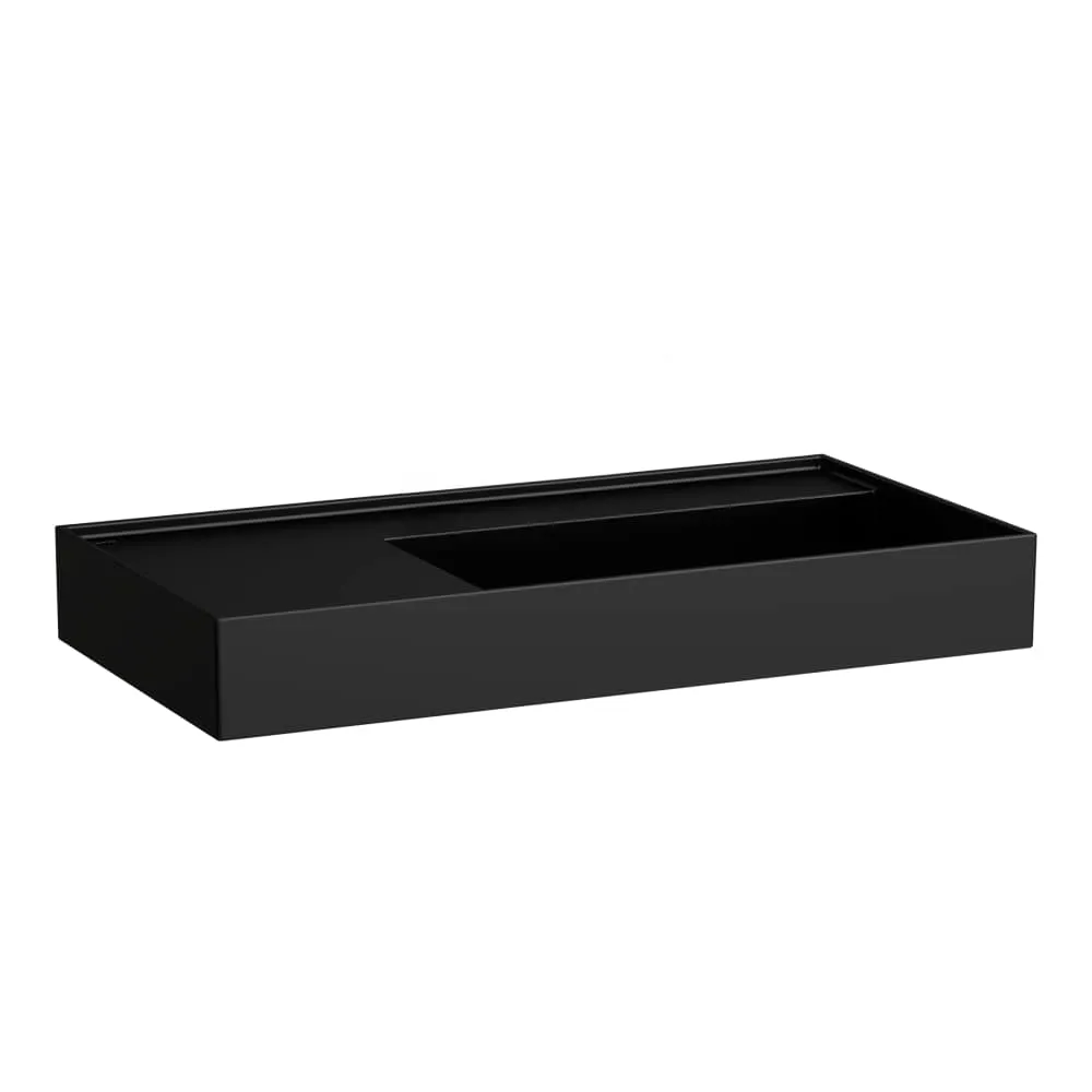 LAUFEN Kartell LAUFEN Umyvadlo, polička vlevo, se speciálním skrytým vývodem 900 x 460 x 120 mm #H8103397161121 - 716 - Černá mat