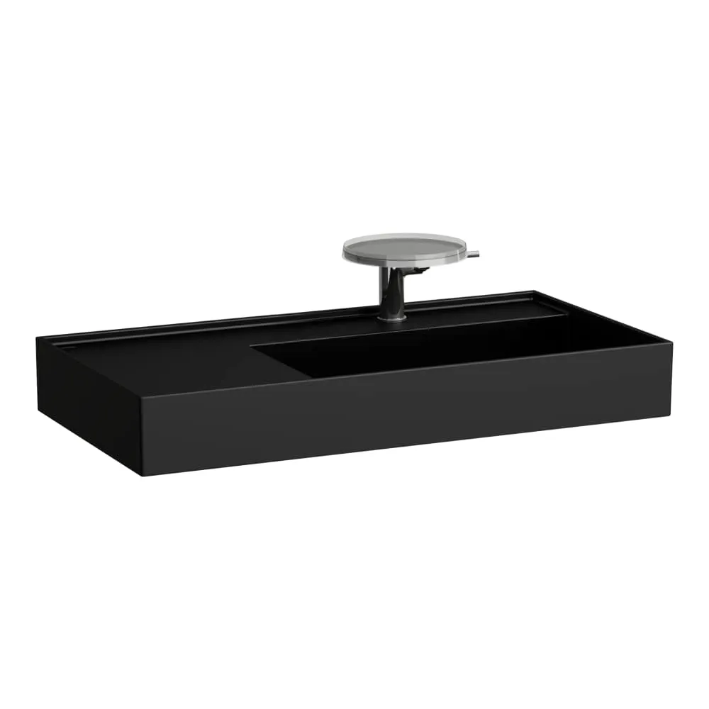 LAUFEN Kartell LAUFEN Umyvadlo, polička vlevo, se speciálním skrytým vývodem 900 x 460 x 120 mm #H8103397161111 - 716 - Černá mat