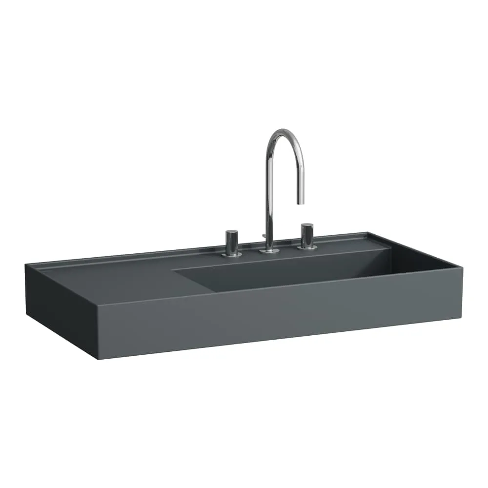 LAUFEN Kartell LAUFEN Umyvadlo, polička vlevo, se speciálním skrytým vývodem 900 x 460 x 120 mm #H8103397588151 - 758 - Grafit mat